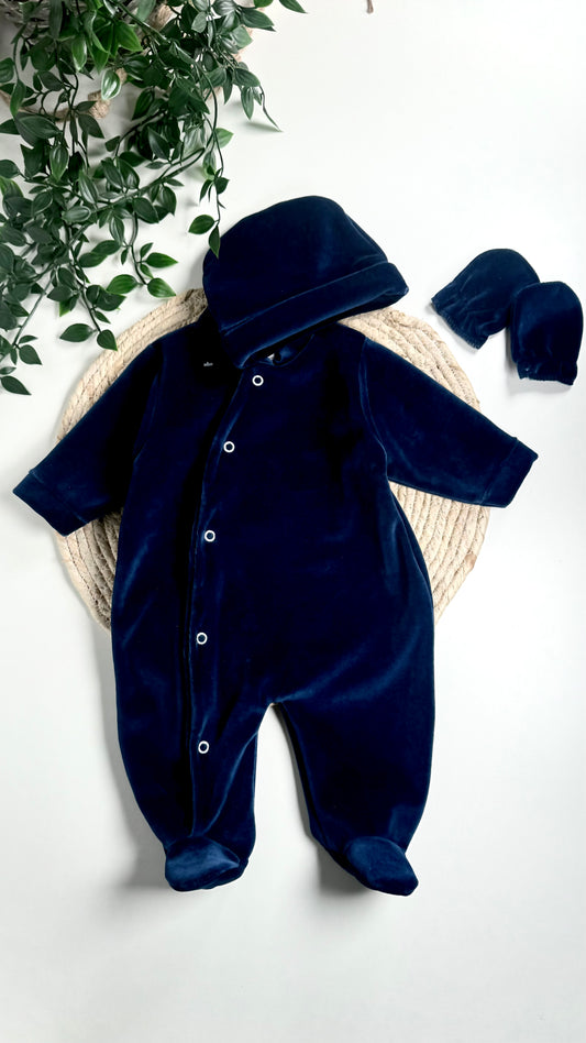 kit pyjama naissance (0-3 mois) marine oeko-tex très doux et confortable