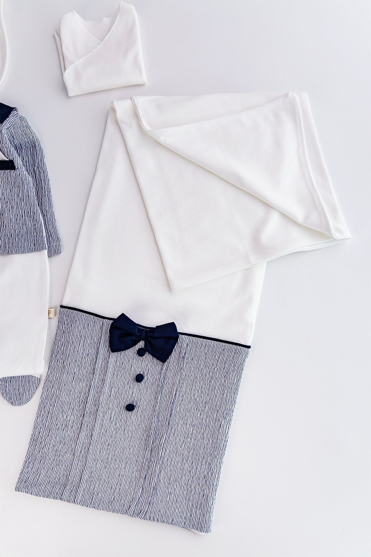 Ensemble garçon 100% coton -bleu/blanc 0-3 mois