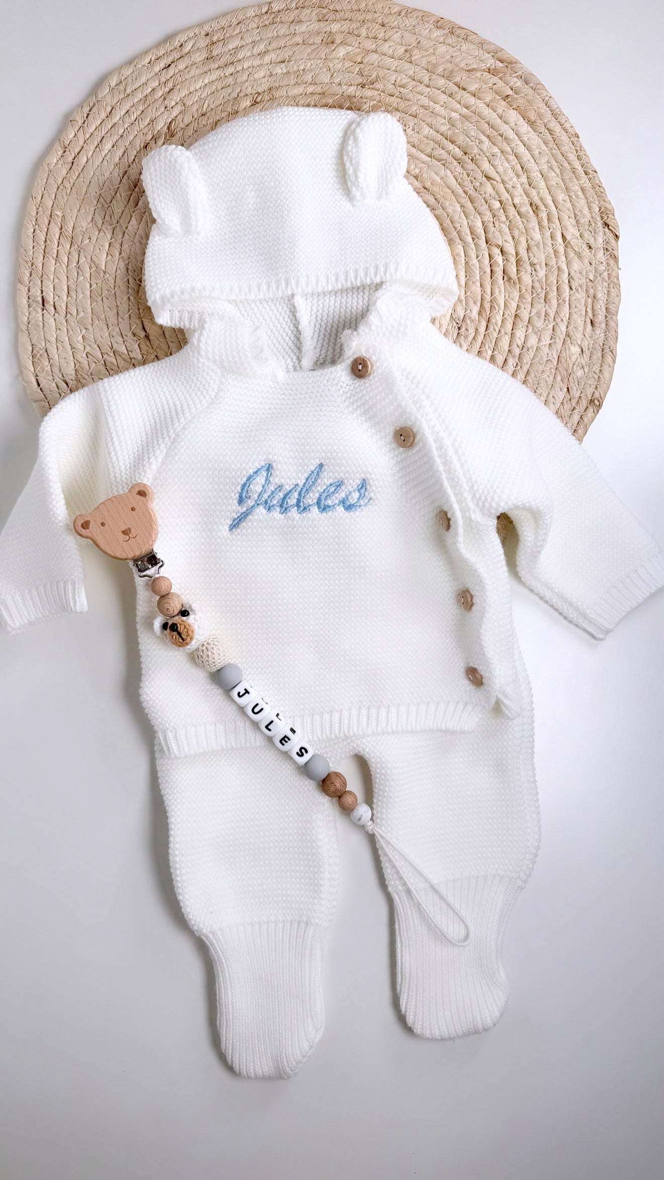 🧵 Tenue de naissance personnalisée "ourson" 0-3 mois|OEKO-TEX®