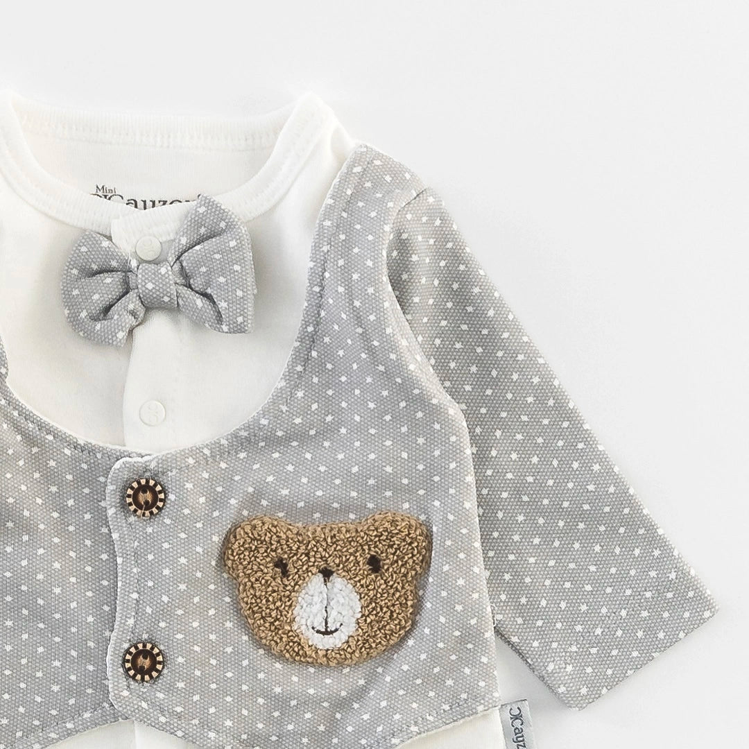 Haut et pantalon naissance bébé garçon assortis, en coton bio doux