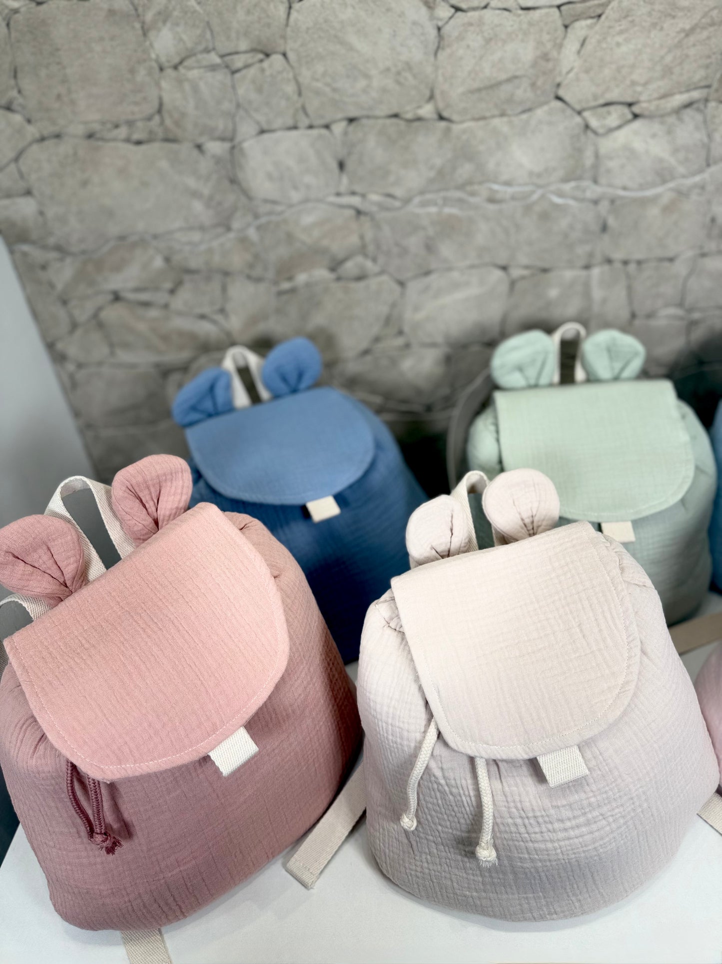 Sac à dos maternelle en gaze de coton OEKO-TEX® – coloris beige