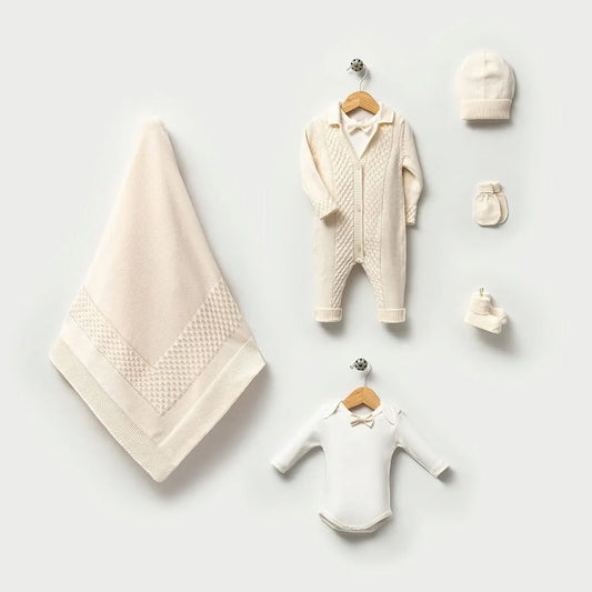Tenue naissance bébé garçon crème douce et hypoallergénique