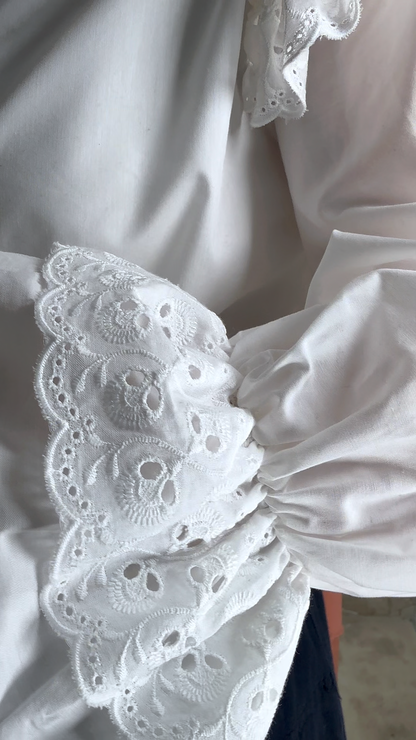 [Premium] chemise blanche - manche ballon/fleur