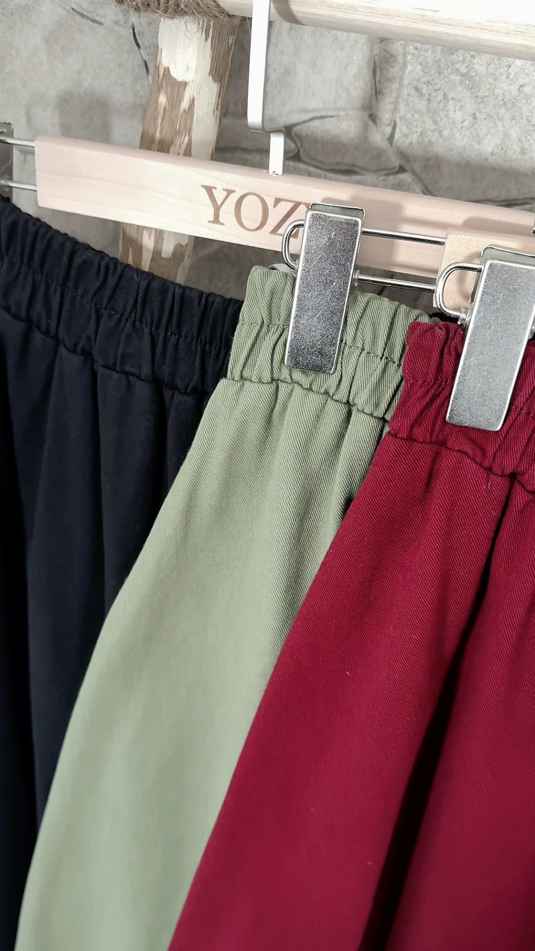 [Premium] Jupe longue très épaisse en denim - parachute - noir - kaki - cerise 🍒