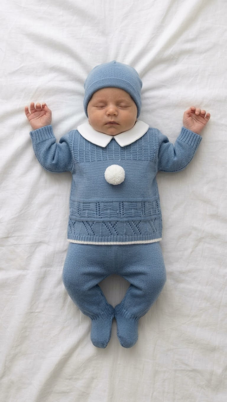 3-piece knitted newborn boy set (0-3 months)