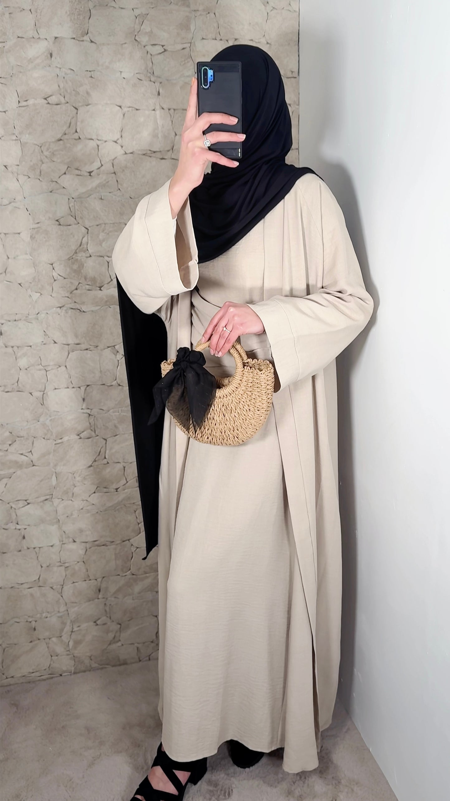 Abaya effet lin - set 2PCS - plusieurs coloris