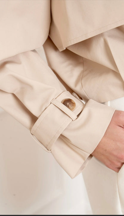 [Haut de gamme] Veste Trench court structuré - crème ou noir