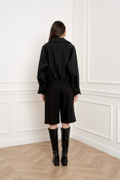 [Haut de gamme] Veste Trench court structuré - crème ou noir