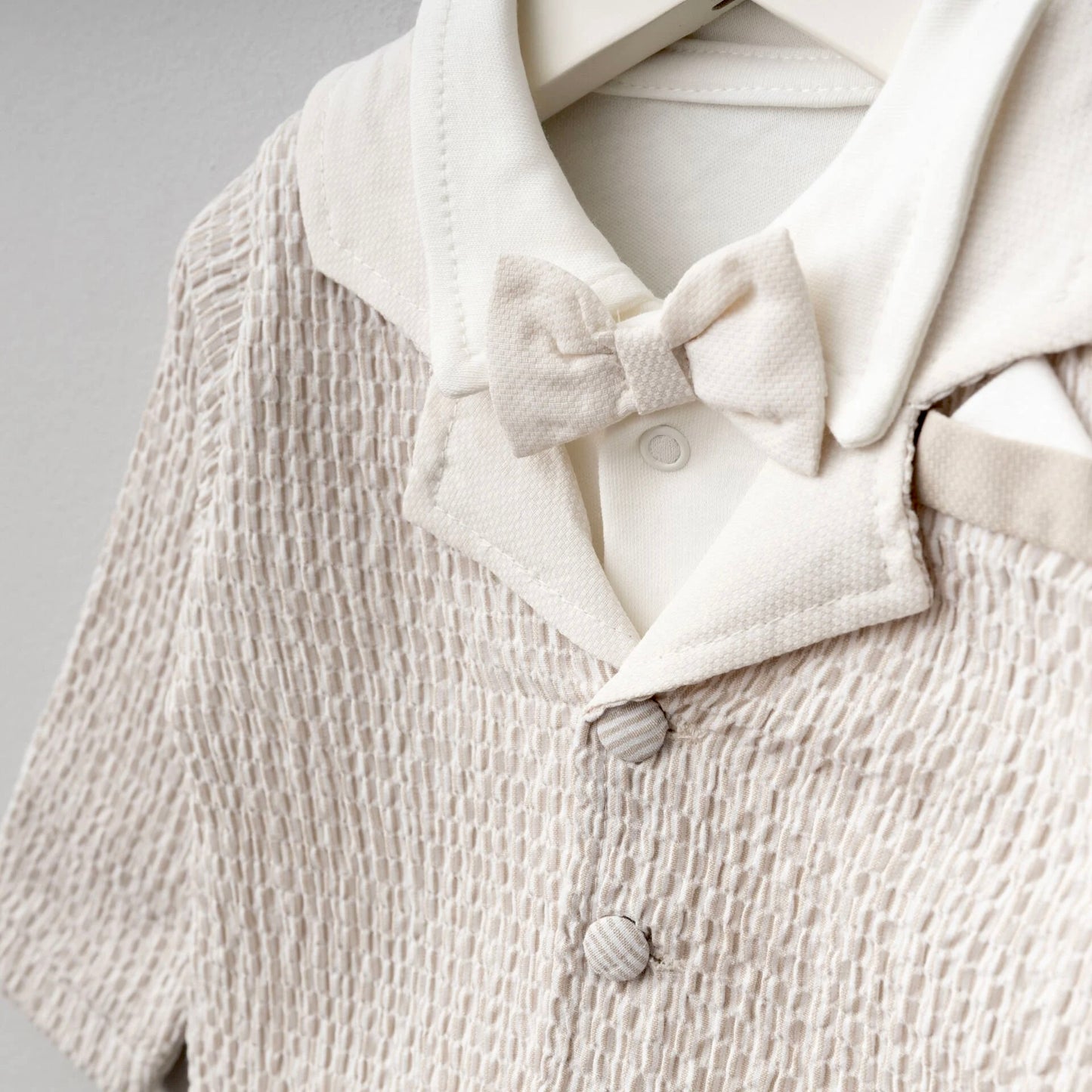 Ensemble garçon 100% coton -crème/blanc 0-3 mois