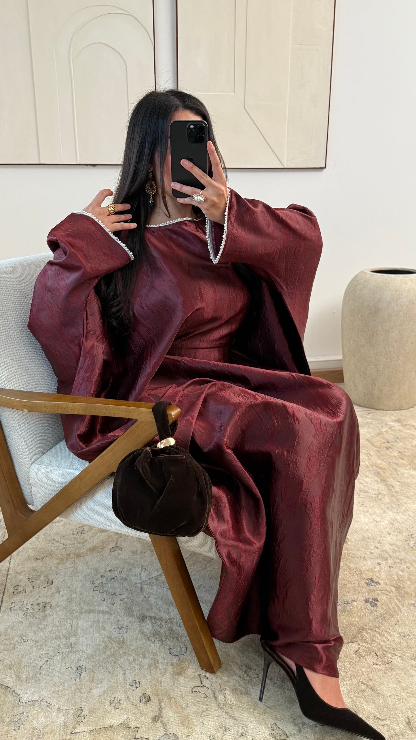 [Haut de gamme] Abaya manches perlées