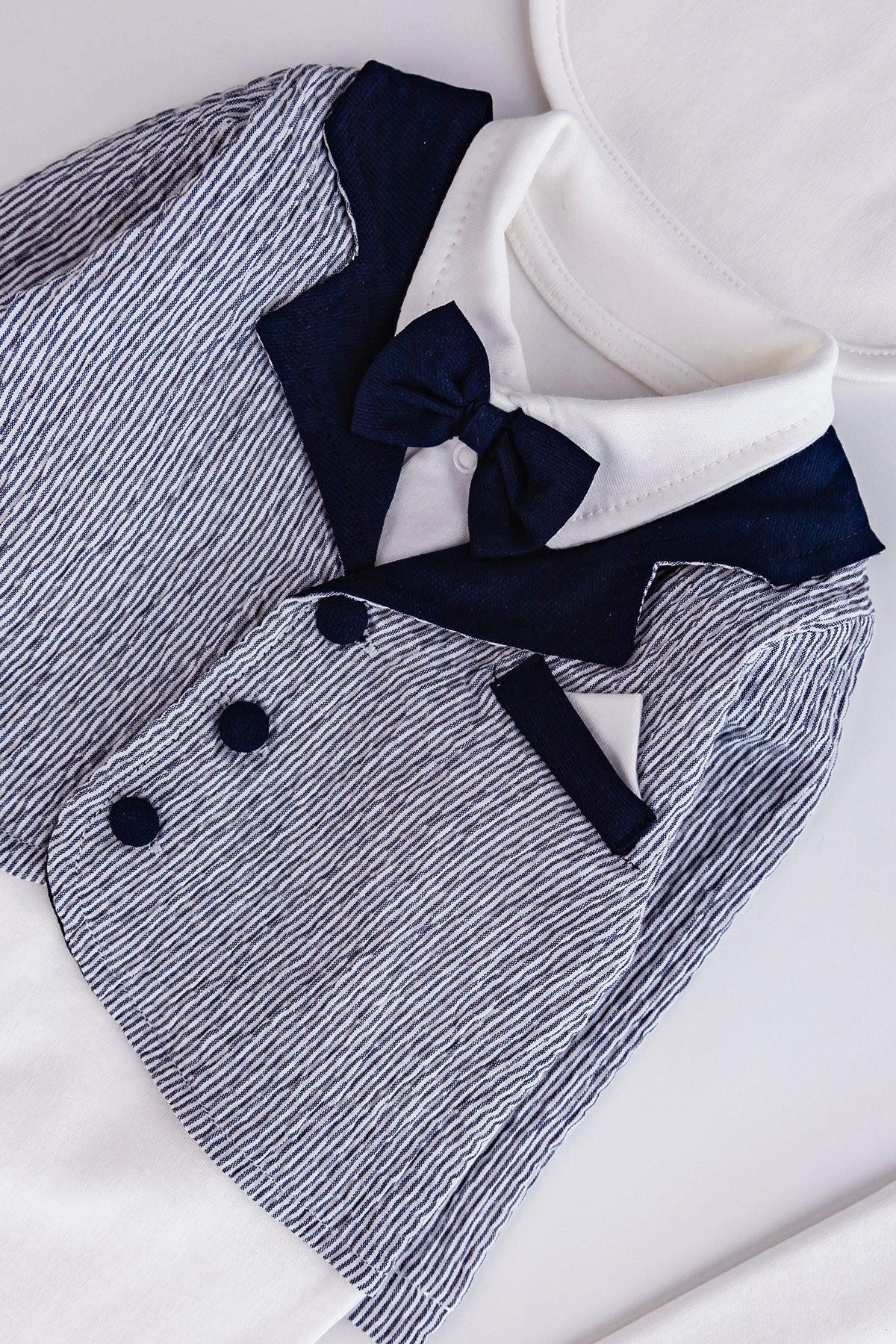 Ensemble garçon 100% coton -bleu/blanc 0-3 mois