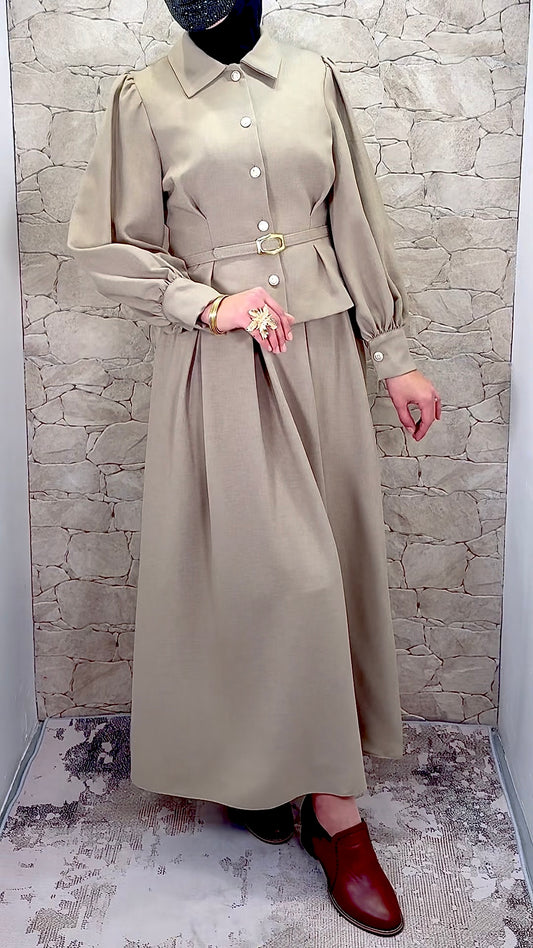 [Premium] Ensemble jupe manches ballon - kaki