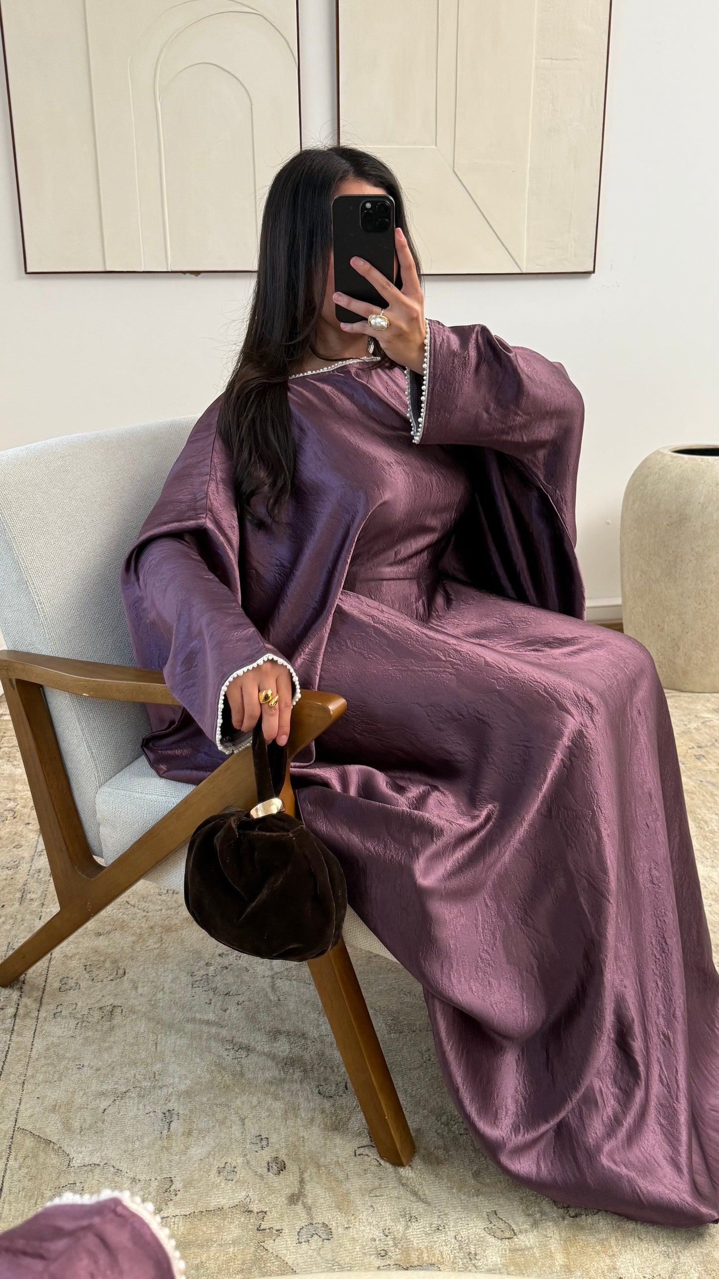 [Haut de gamme] Abaya manches perlées