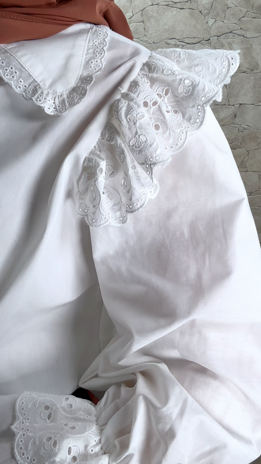 [Premium] chemise blanche - manche ballon/fleur