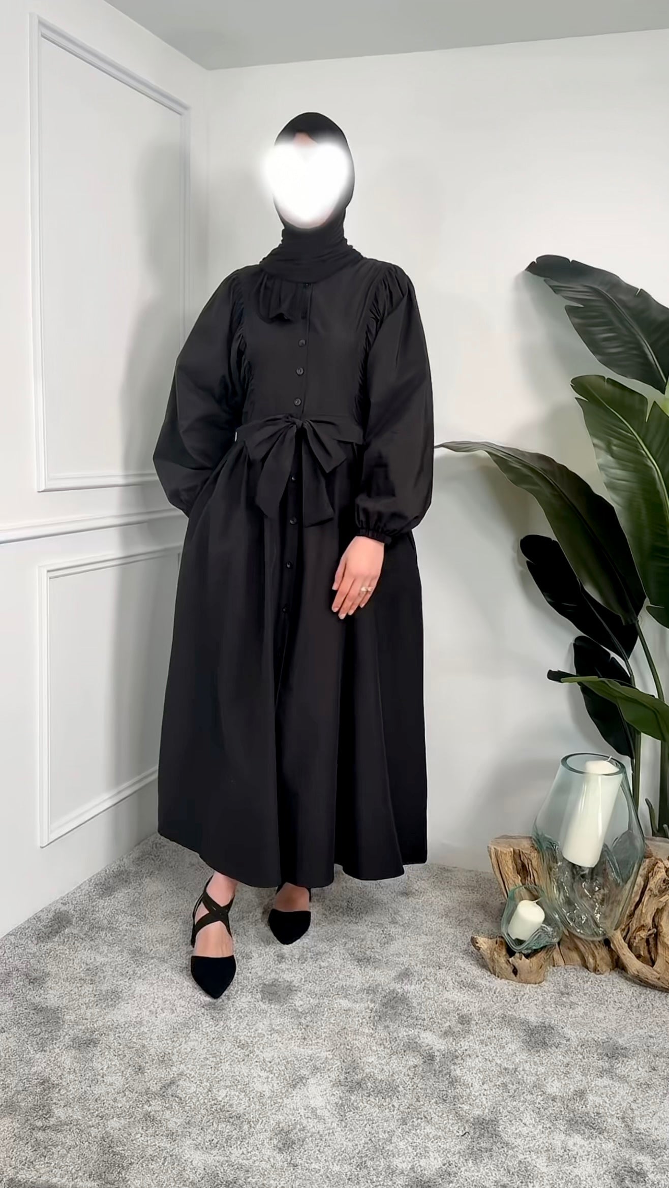 [Premium] Robe manche ballon - matière trench épais - noir ou crème