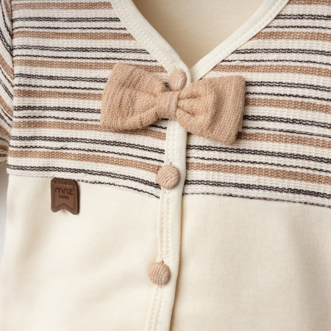 [Premium] Ensemble naissance garçon 100% coton bio beige - 8 pièces – 0-3 mois