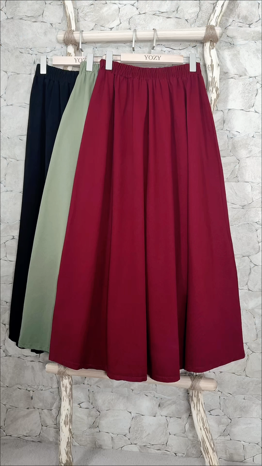 [Premium] Jupe longue très épaisse en denim - parachute - noir - kaki - cerise 🍒