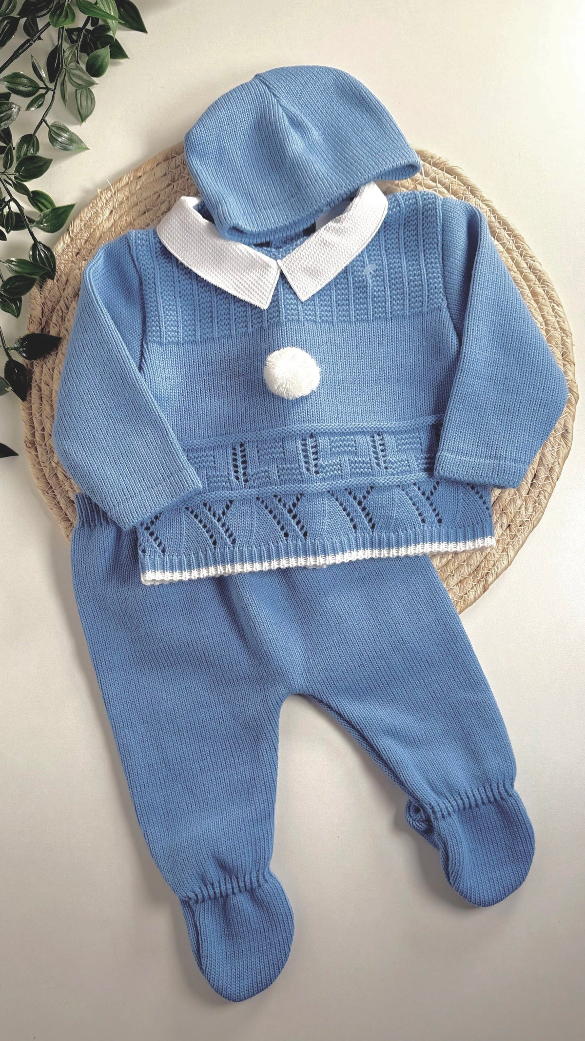 3-piece knitted newborn boy set (0-3 months)