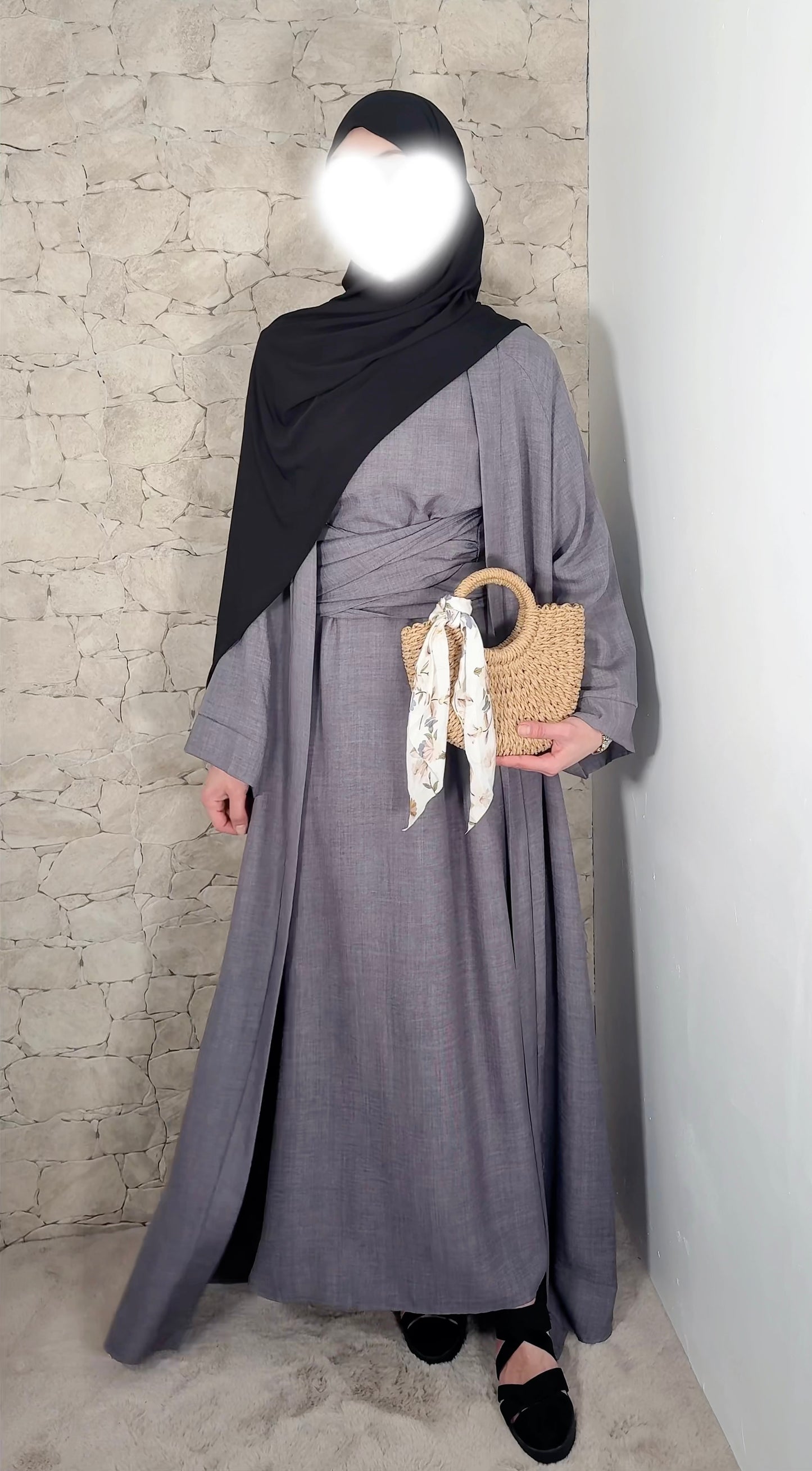 Abaya effet lin - set 2PCS - plusieurs coloris