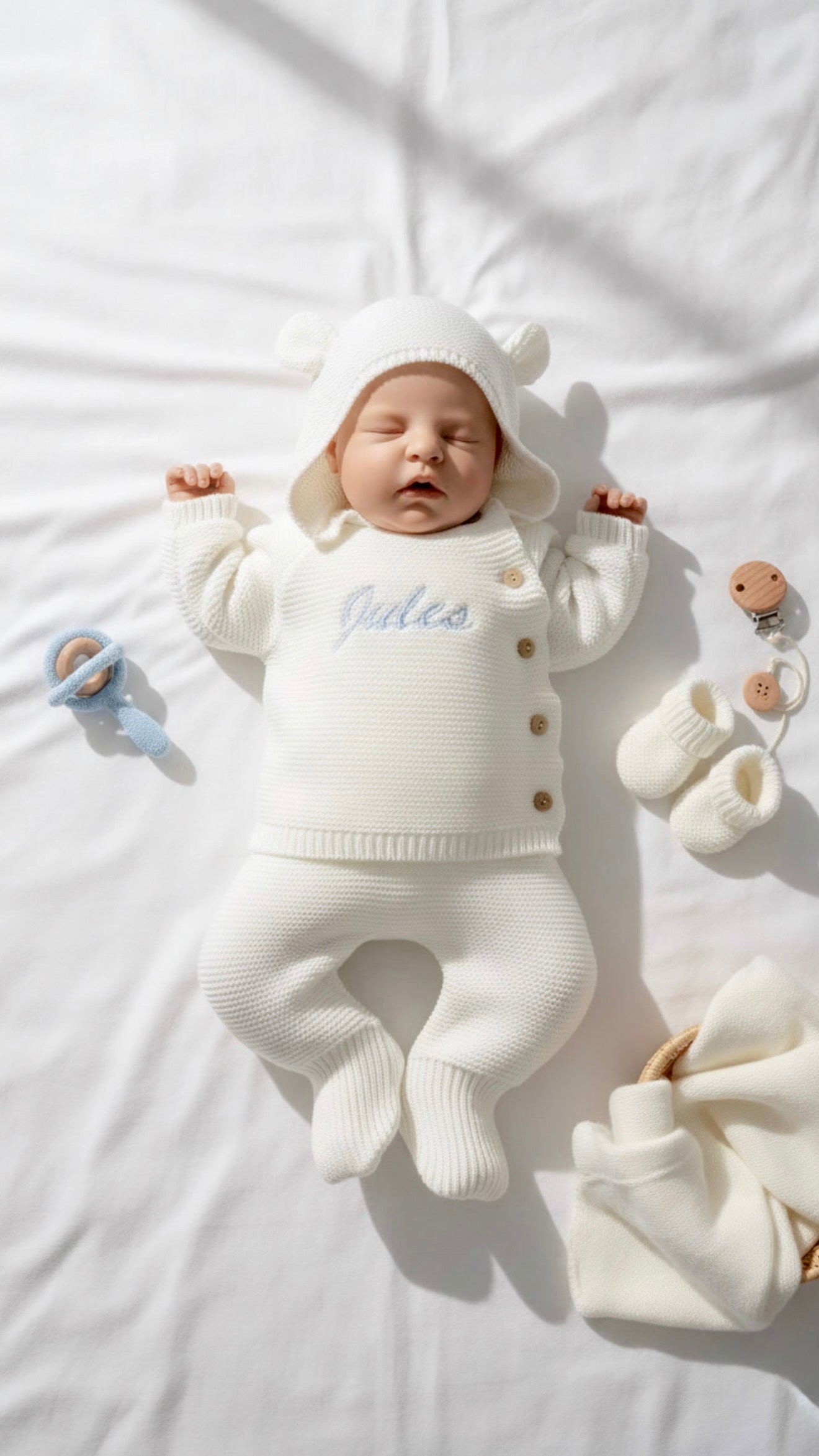 🧵 Tenue de naissance personnalisée "ourson" 0-3 mois｜OEKO-TEX®