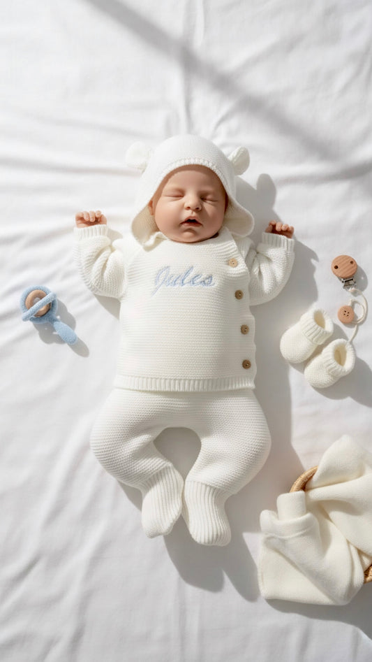 🧵 Tenue de naissance personnalisée "ourson" 0-3 mois｜OEKO-TEX®