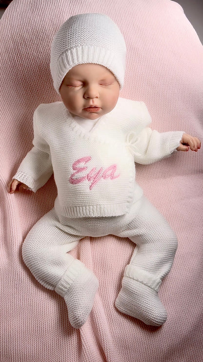 🧵 Ensemble naissance personnalisé - 4 pièces - brodé avec le prénom de votre bébé｜OEKO-TEX®