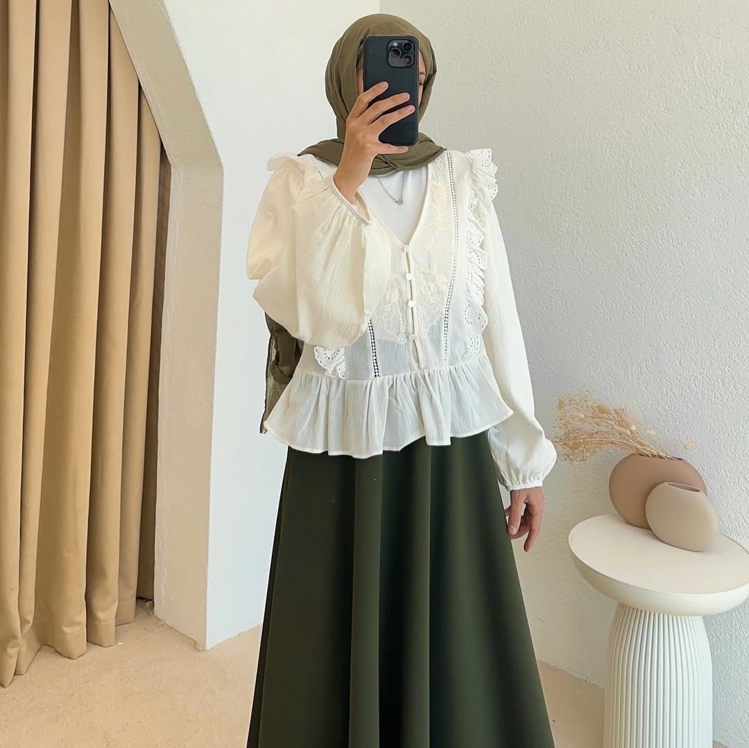[Premium] Blouse manche ballon en lin - crème