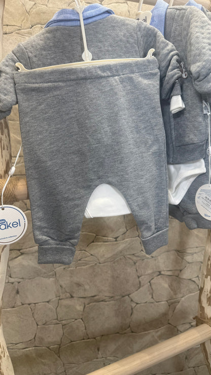 Ensemble garçon 3 PCS 100% coton -bleu/gris