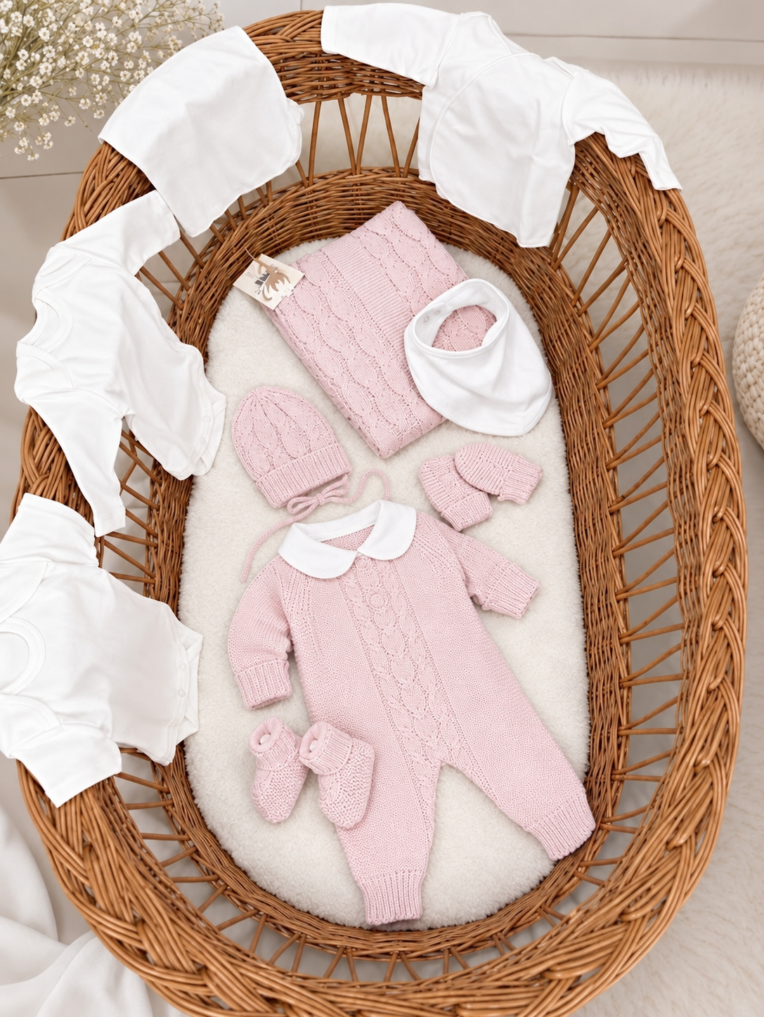 [Premium-Sortiment] Unisex/gemischtes Beige-Neugeborenen-Set (0–3 Monate)