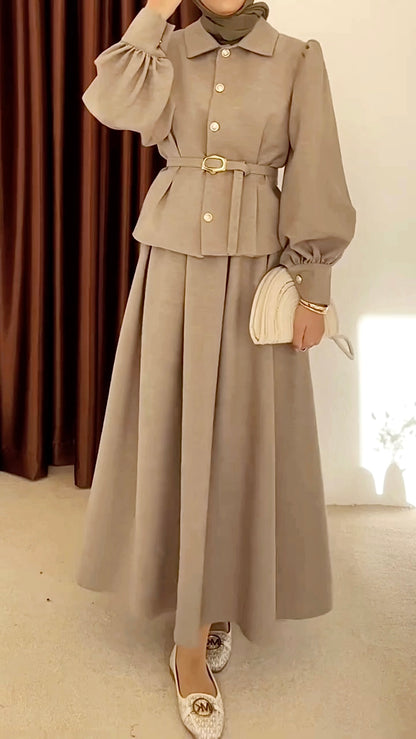 [Premium] Ensemble jupe manches ballon - kaki