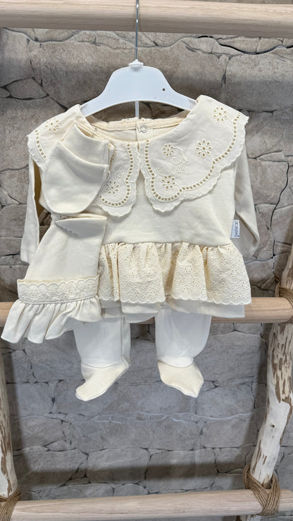 Set naissance fille (0-3 mois) coton bio [crème] ou [rose]