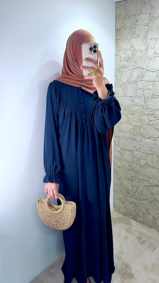 [Premium] Abaya manche fleur - bleu marine