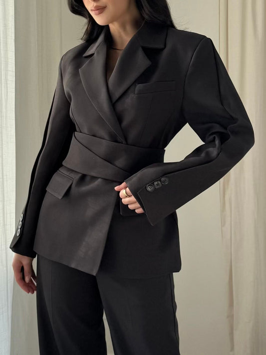 [Premium] Veste Blazer Cintré Avec Ceinture