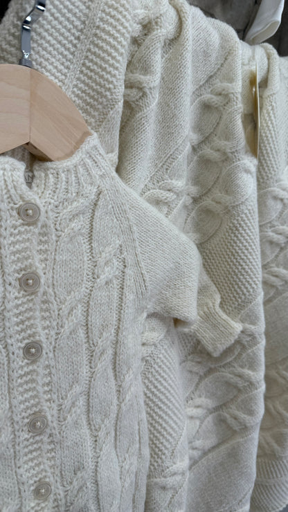[Gamme Premium] Coffret naissance mixte tricot crème – 100% coton bio GOTS