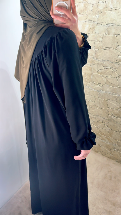 [Premium] Abaya manche fleur - noir pur