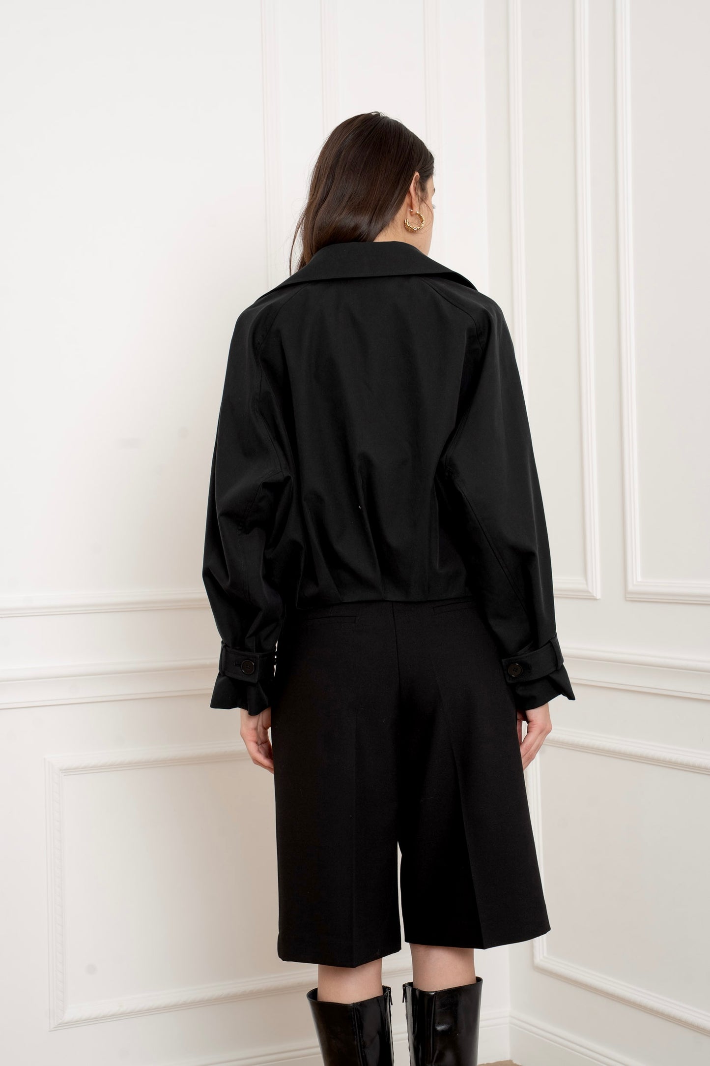 [Haut de gamme] Veste Trench court structuré - crème ou noir