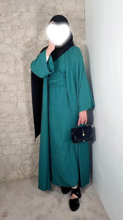 Abaya effet lin - set 2PCS - plusieurs coloris