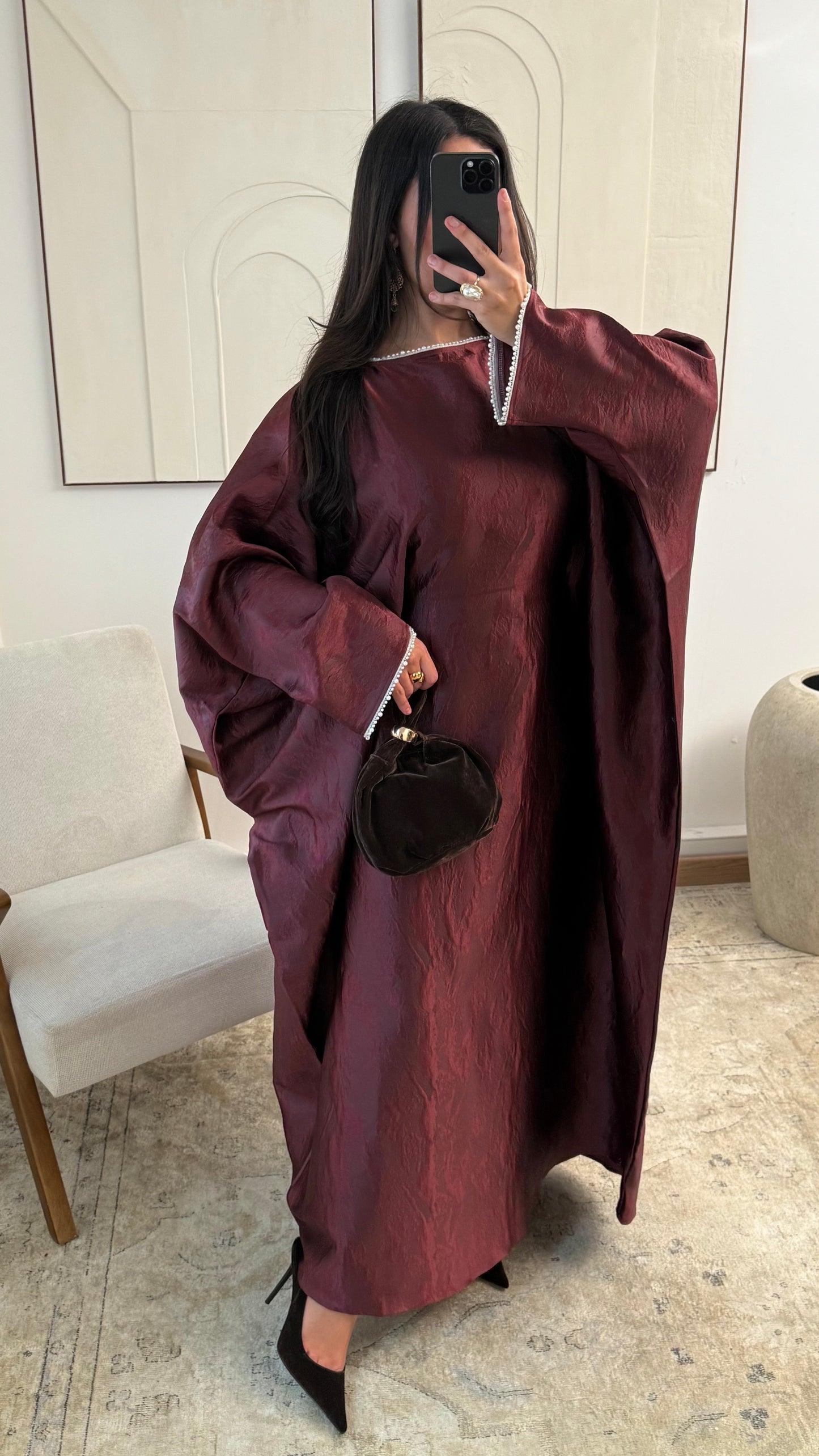 [Haut de gamme] Abaya manches perlées