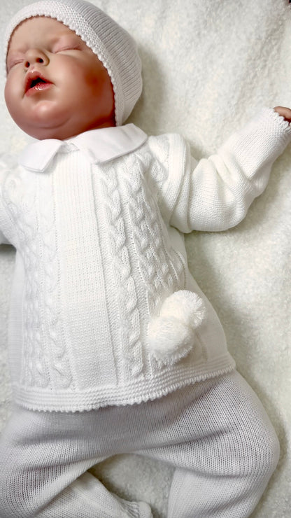 Ensemble naissance unisexe 3 pièces – blanc (0-3 mois)