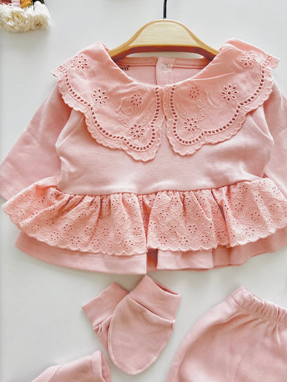 Neugeborenen-Mädchen-Set (0-3 Monate) Bio-Baumwolle [Creme] oder [Rosa]