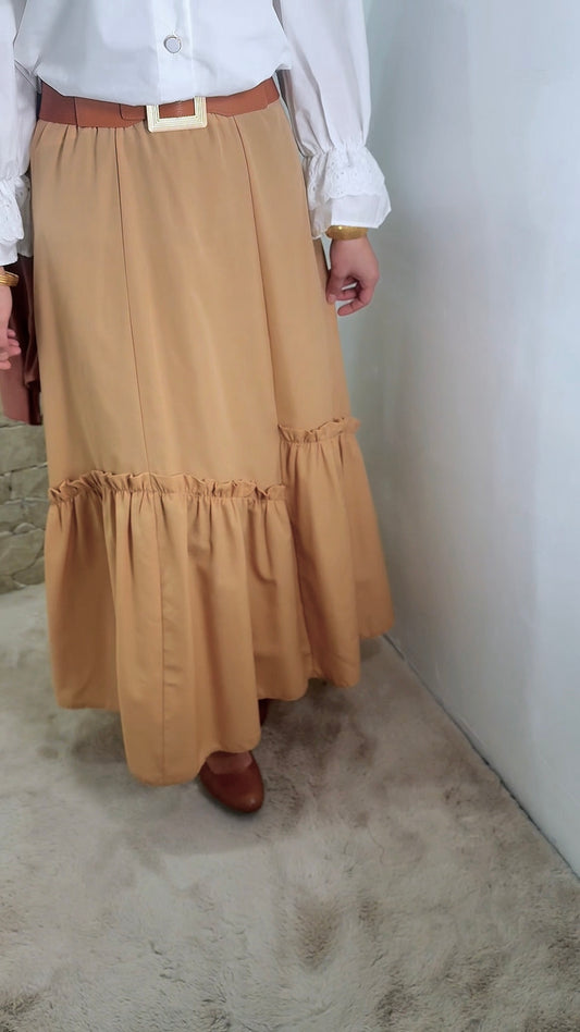 [Premium] Jupe longue  - cloche - couleur moutarde/pêche