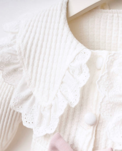 [Gamme Premium] Ensemble bébé fille 5 pièces – Blanc et lilas coton bio (0-3 mois)