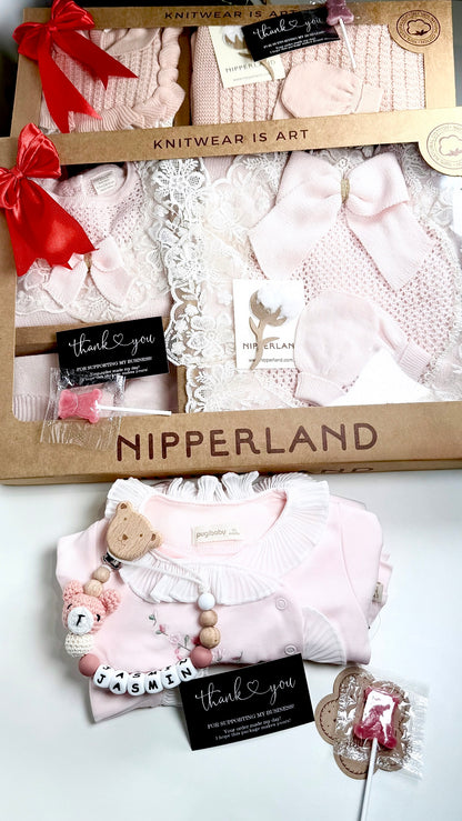 Attache-tétine personnalisée en bois & silicone – Clip ourson