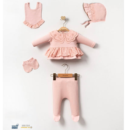 Set naissance fille (0-3 mois) coton bio [crème] ou [rose]