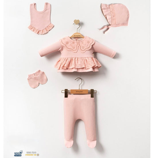 Set naissance fille (0-3 mois) coton bio [crème] ou [rose]