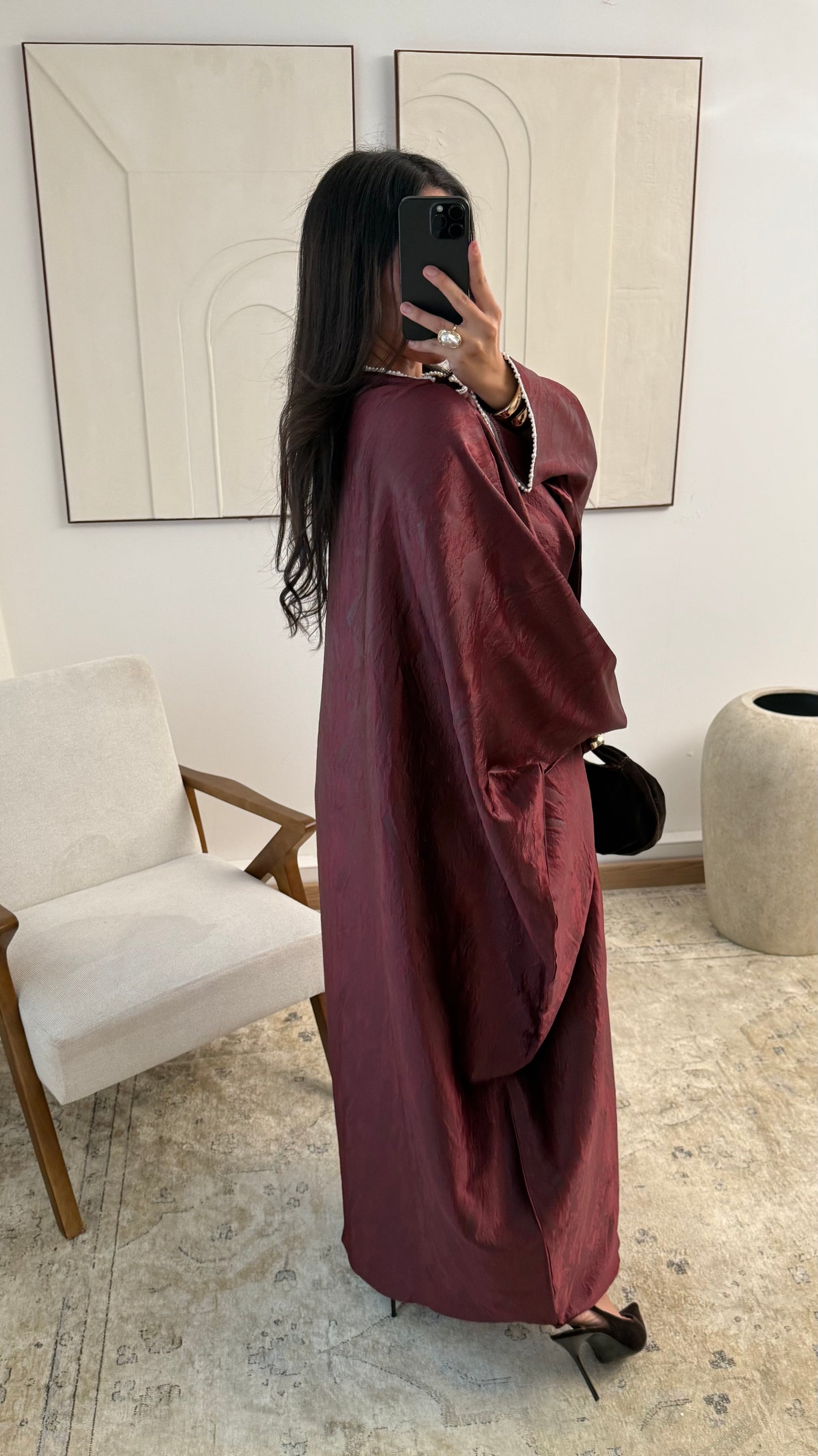 [Haut de gamme] Abaya manches perlées