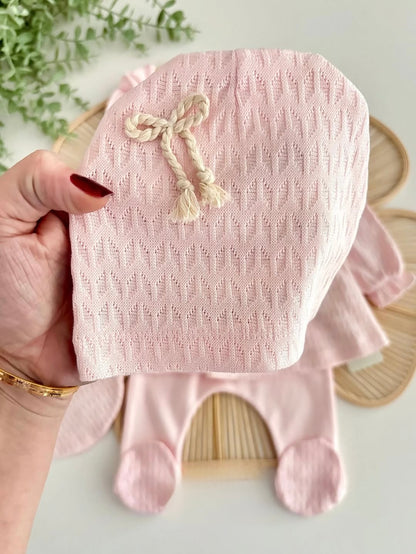 [Gamme Premium] Ensemble bébé fille 5 pièces – Blanc ou rose (0-3 mois)- coton bio