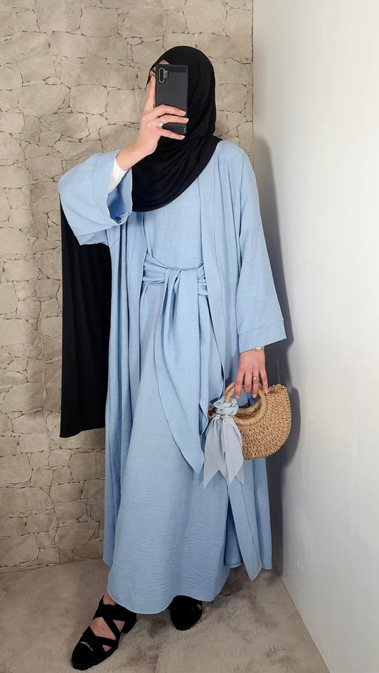 Abaya effet lin - set 2PCS - plusieurs coloris