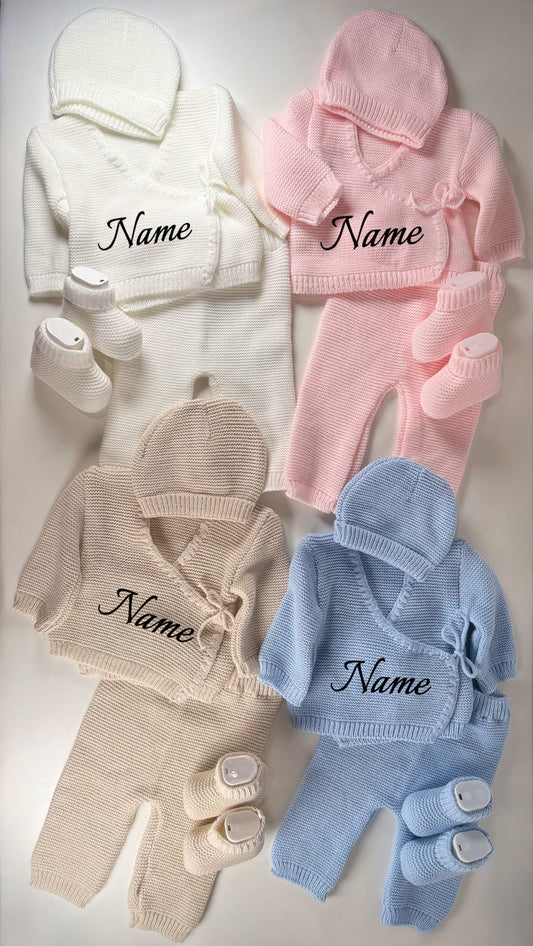 🧵 Ensemble naissance personnalisé - 4 pièces - brodé avec le prénom de votre bébé｜OEKO-TEX®
