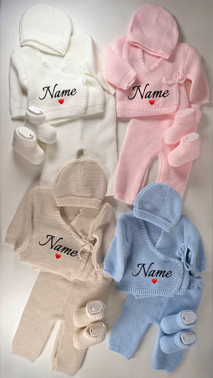 🧵 Ensemble naissance personnalisé - 4 pièces - brodé avec le prénom de votre bébé｜OEKO-TEX®
